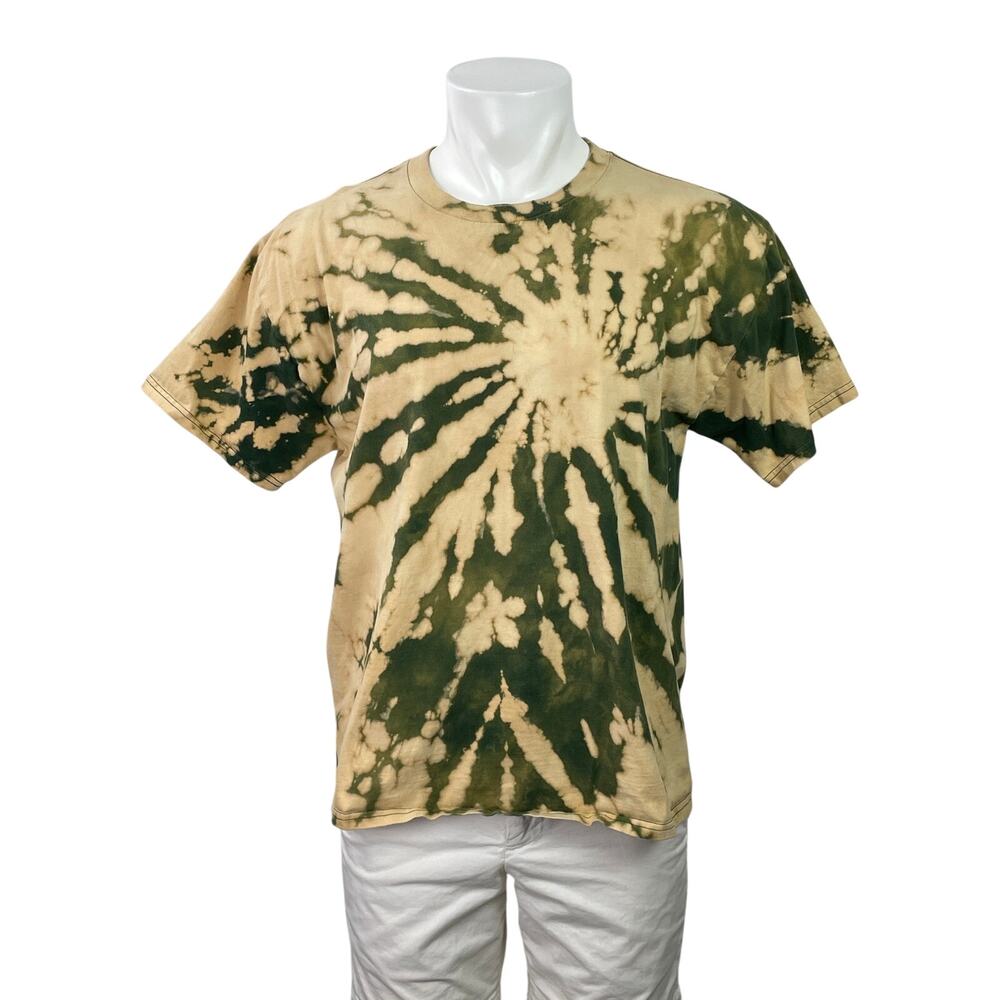 Vintage Hanes Beefy Men's Green Tie Dye Short Sleeve T Shirt Tee Top Size L
